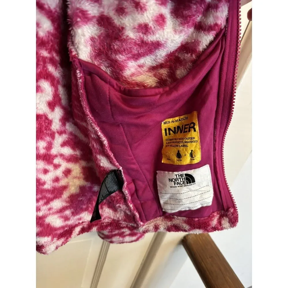 The‎ North Face Girls Osolita Full-Zip Jacket Pink White Fleece XL 14/16